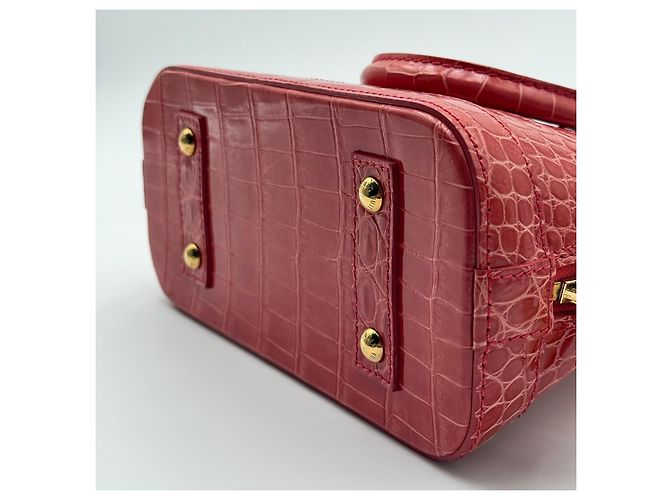 Louis Vuitton Alma BB Coccodrillo Rosa Chiaro Rosso - vista 7