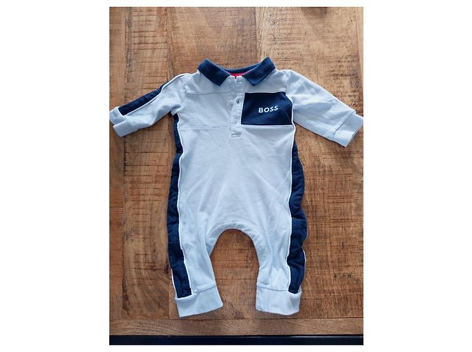 Hugo Boss BOSS baby romper in light blue and navy - view 2