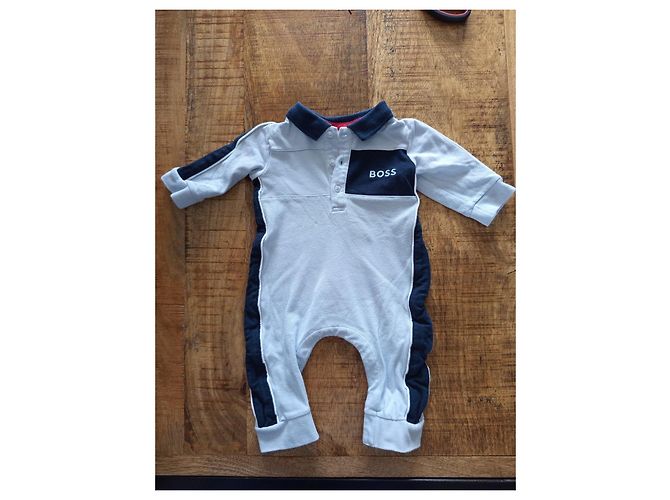 Hugo Boss BOSS baby romper in light blue and navy - view 5