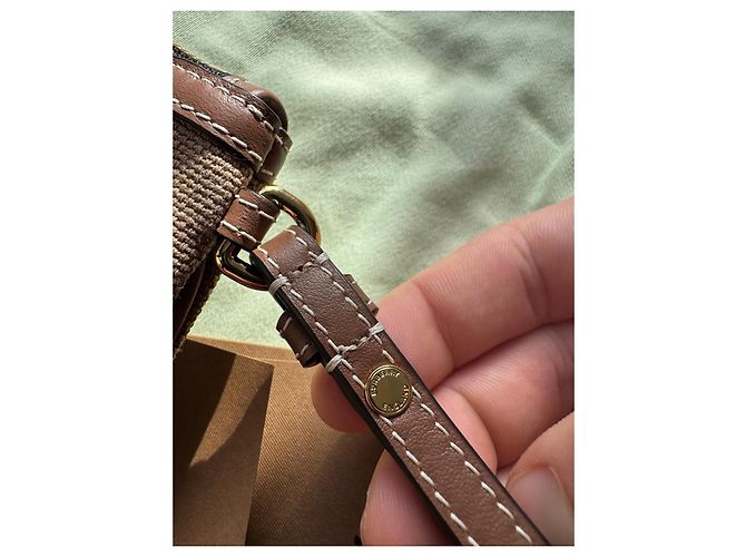 Pochette Burberry Check in Tela Marrone Nero Bianco - vista 5