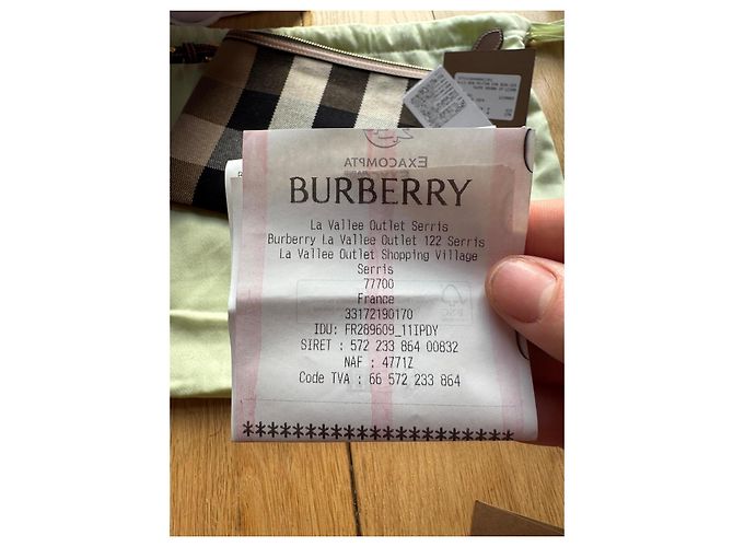Pochette Burberry Check in Tela Marrone Nero Bianco - vista 8