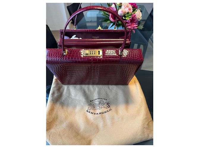 Autre Marque Bolsa de couro de crocodilo bordô Bordeaux - vista 2