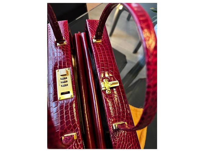 Autre Marque Bolsa de couro de crocodilo bordô Bordeaux - vista 4