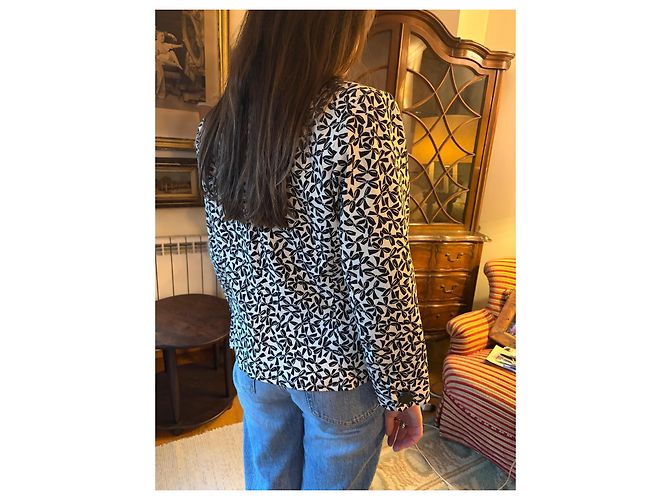 Giacca vintage nera e bianca con fiocchi Yves Saint Laurent Nero Bianco - vista 3