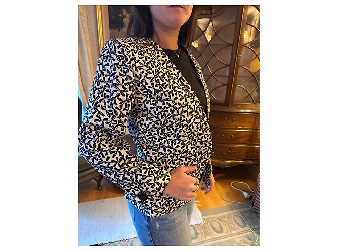 Giacca vintage nera e bianca con fiocchi Yves Saint Laurent Nero Bianco - vista 4