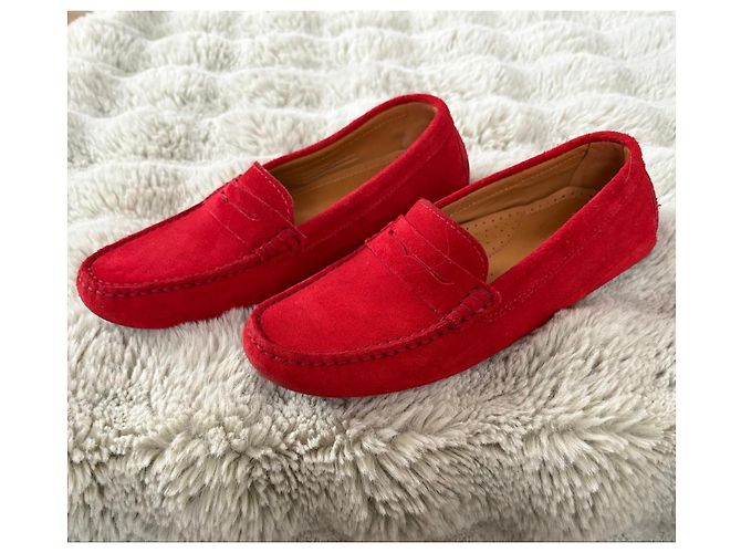 Autre Marque Mocassini in suede rosso Saint Tropez - vista 3