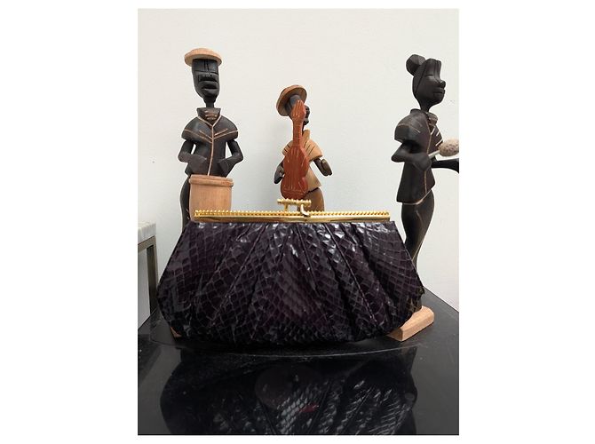 Borsa Judith Leiber in pelle esotica blu scuro - vista 2