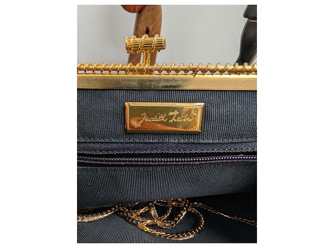 Borsa Judith Leiber in pelle esotica blu scuro - vista 5