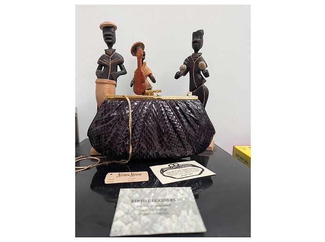 Borsa Judith Leiber in pelle esotica blu scuro - vista 7
