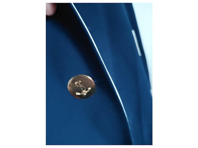 Autre Marque MODETROTTER Blazer blu navy con colletto a contrasto Rosso Crudo - vista 4