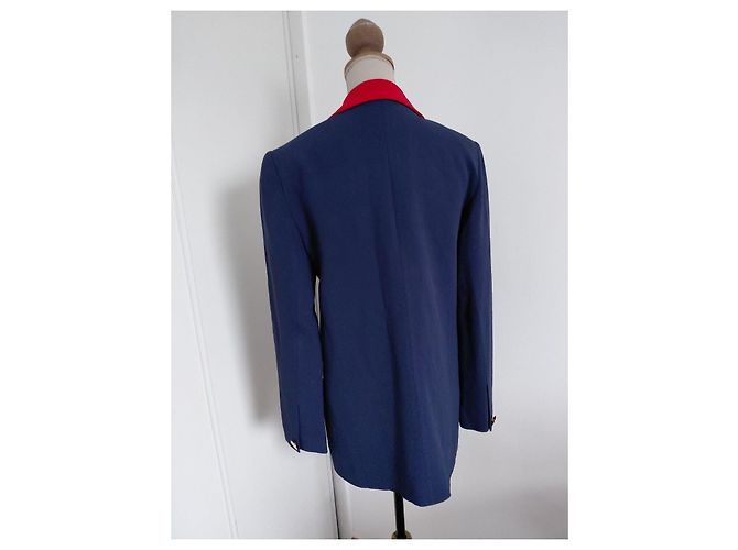 Autre Marque MODETROTTER Blazer blu navy con colletto a contrasto Rosso Crudo - vista 6