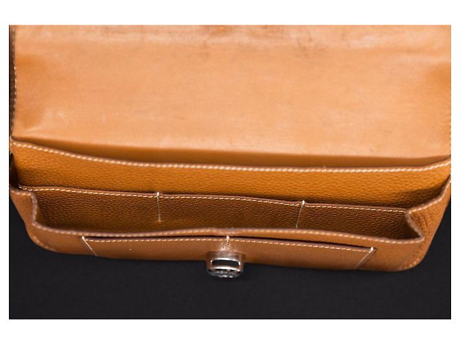 Cartera Hermès Dogon Cognac – Clou de Selle – compartimento para monedas extraíble Coñac - vista 10