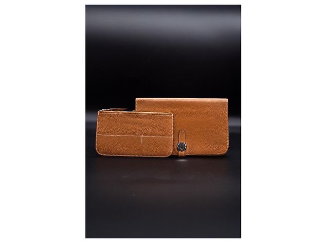 Cartera Hermès Dogon Cognac – Clou de Selle – compartimento para monedas extraíble Coñac - vista 2