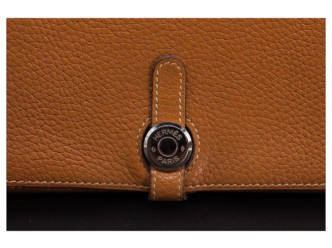 Cartera Hermès Dogon Cognac – Clou de Selle – compartimento para monedas extraíble Coñac - vista 4