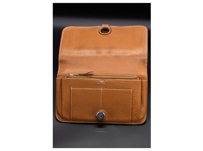 Cartera Hermès Dogon Cognac – Clou de Selle – compartimento para monedas extraíble Coñac - vista 6