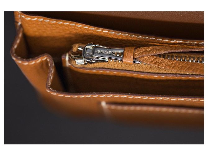 Cartera Hermès Dogon Cognac – Clou de Selle – compartimento para monedas extraíble Coñac - vista 8