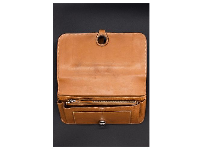Cartera Hermès Dogon Cognac – Clou de Selle – compartimento para monedas extraíble Coñac - vista 9