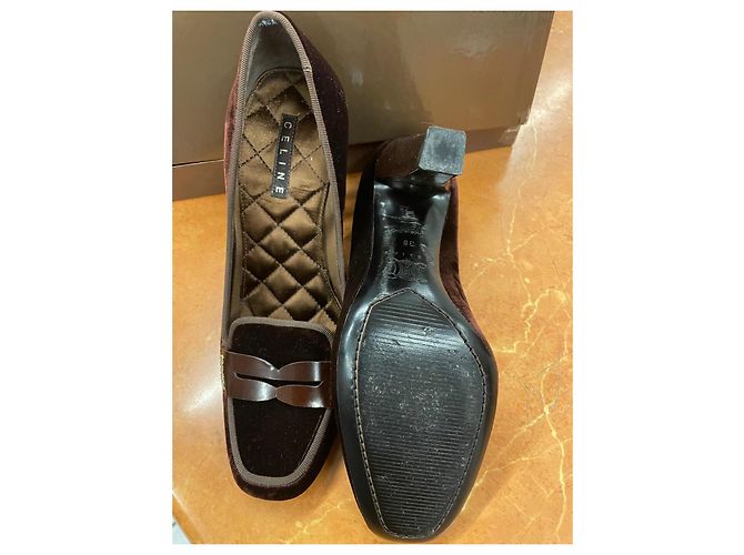 Céline Celine Samt-Loafer mit Absatz Braun - Ansicht 2