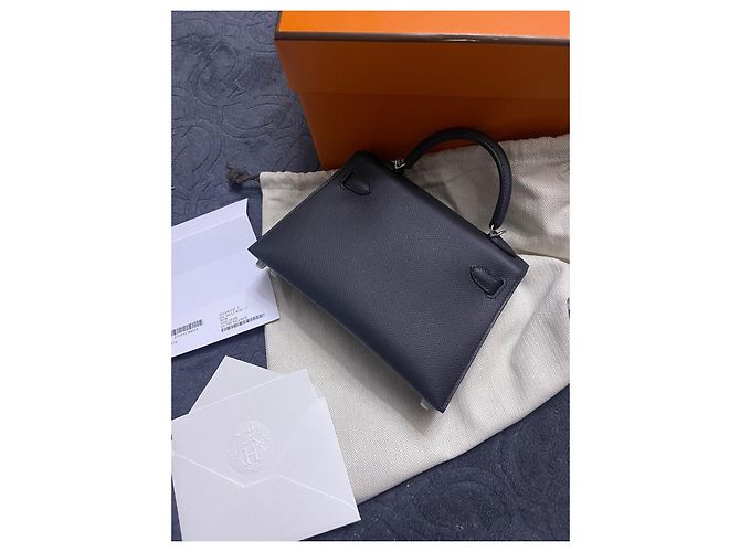 Hermès Mini Kelly Epsom Nero Hardware Argento Silver hardware - vista 3