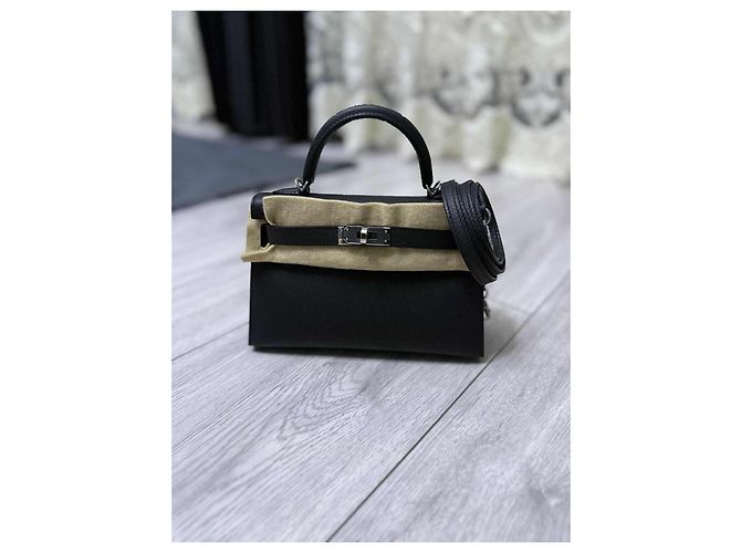 Hermès Mini Kelly Epsom Nero Hardware Argento Silver hardware - vista 6