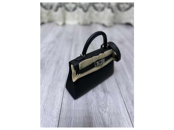 Hermès Mini Kelly Epsom Nero Hardware Argento Silver hardware - vista 8