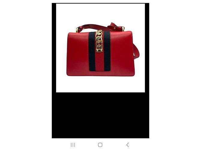 Borsa a mano Gucci Sylvie in pelle rossa Rosso - vista 8