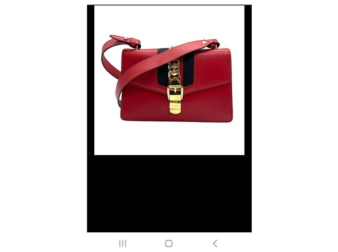 Borsa a mano Gucci Sylvie in pelle rossa Rosso - vista 9