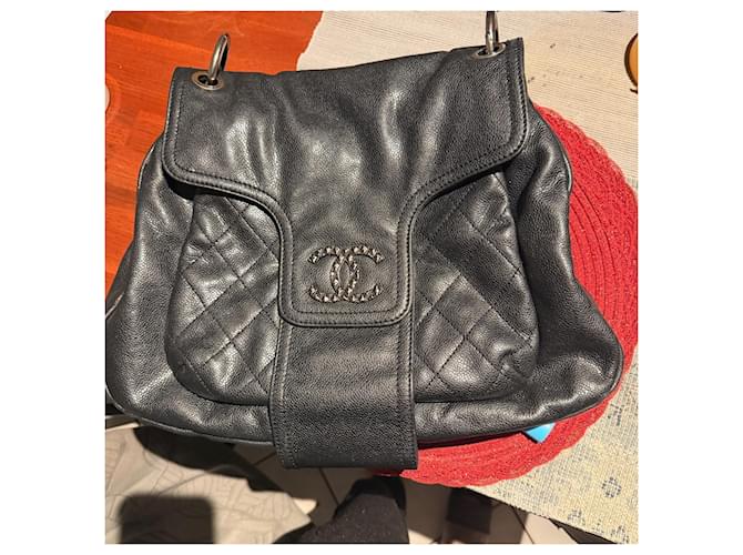 Coco rain Borsa Chanel Flap Nera in Cotone Nero - vista 2