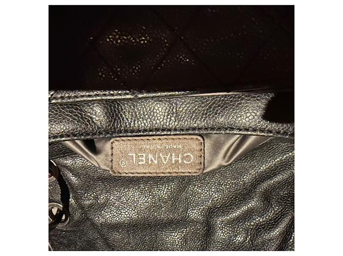 Coco rain Borsa Chanel Flap Nera in Cotone Nero - vista 3