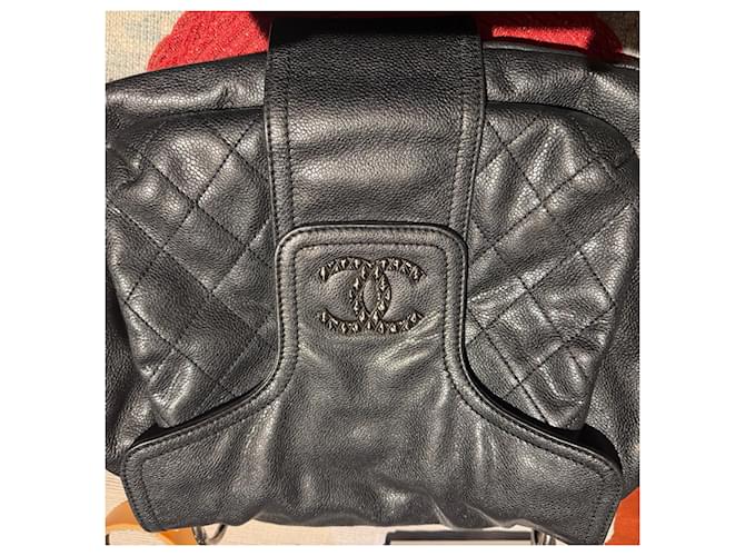 Coco rain Borsa Chanel Flap Nera in Cotone Nero - vista 7