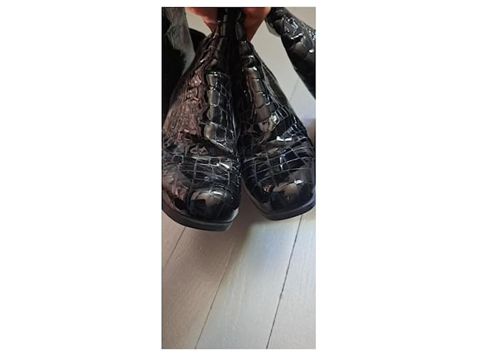 Botas Prada de charol efecto cocodrilo negras Negro - vista 12