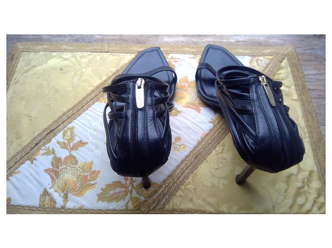 Sandali Sergio Rossi in pelle nera con tacco 10 cm Nero - vista 3