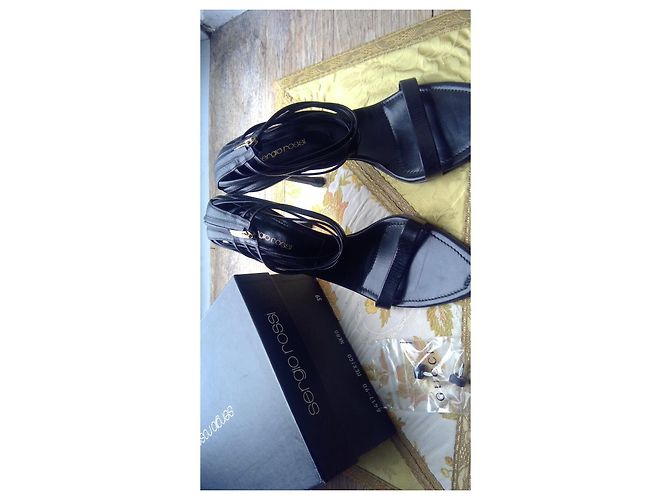Sandali Sergio Rossi in pelle nera con tacco 10 cm Nero - vista 6