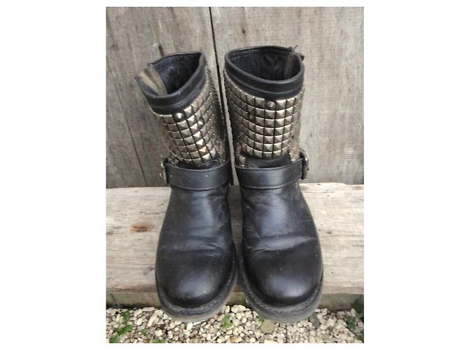 Stivaletti Ash Titan in pelle nera con borchie Nero - vista 3