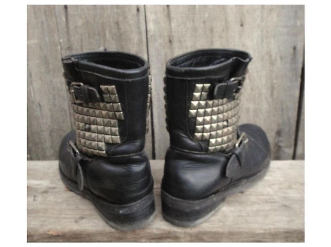 Stivaletti Ash Titan in pelle nera con borchie Nero - vista 4