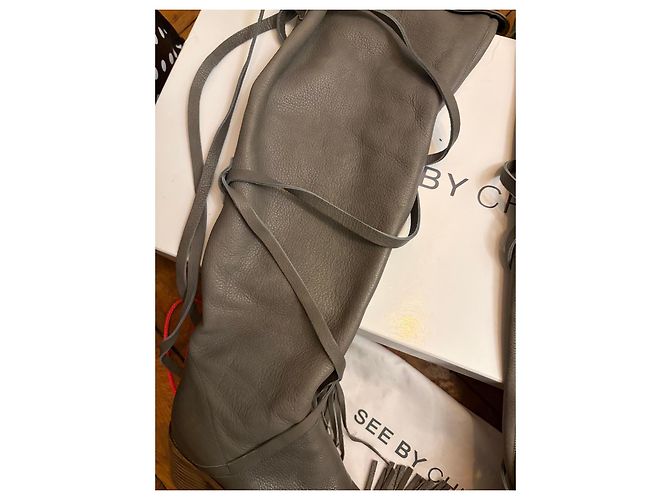 Botas de cuero altas See By Chloé Gris - vista 4