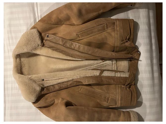 Autre Marque Leather and Shearling Aviator Jacket Brown - view 2