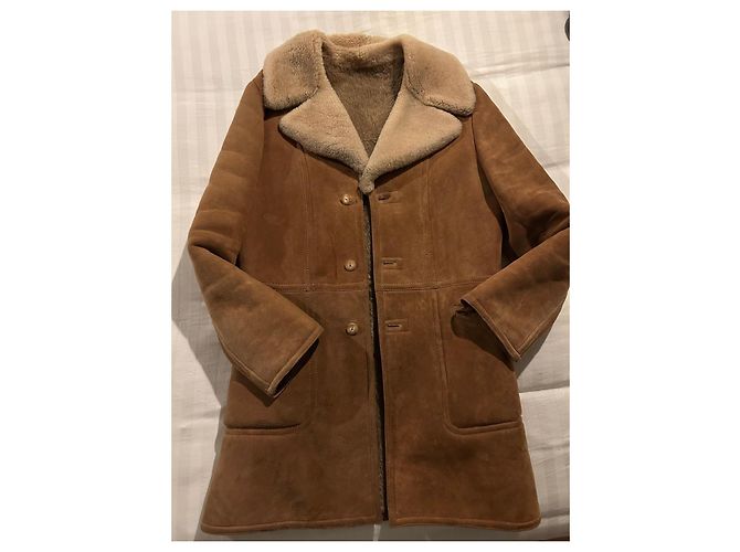 Autre Marque Cappotto lungo in lana e shearling marrone - vista 2