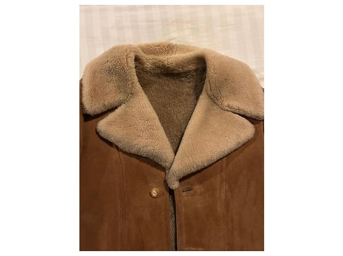 Autre Marque Cappotto lungo in lana e shearling marrone - vista 3