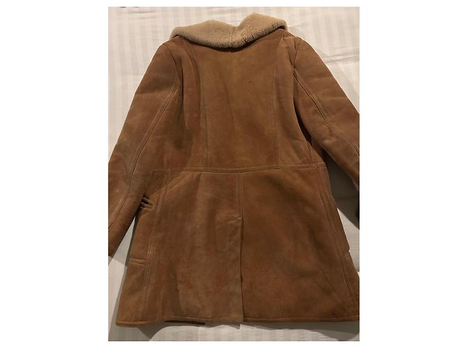 Autre Marque Cappotto lungo in lana e shearling marrone - vista 4