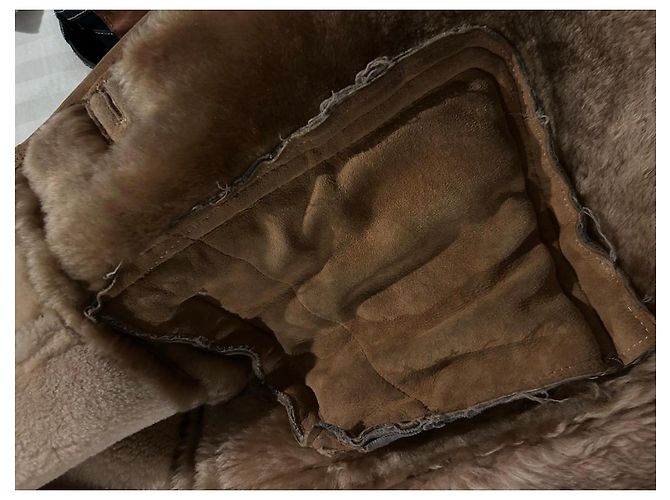 Autre Marque Cappotto lungo in lana e shearling marrone - vista 6