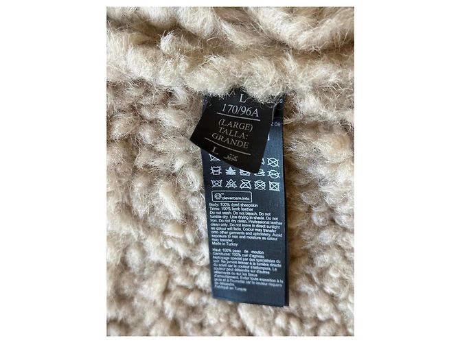 All Saints Black leather aviator jacket with shearling lining - view 10