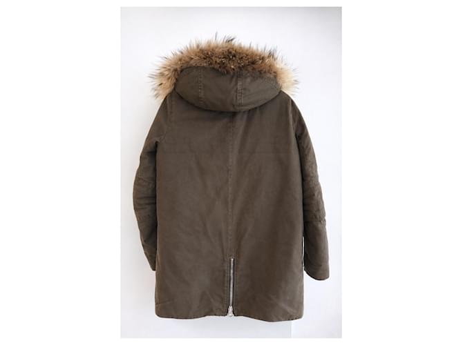 Parka con capucha de piel de Sandro Castaño Caqui - vista 2