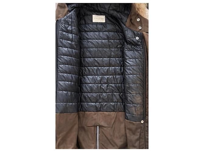 Parka con capucha de piel de Sandro Castaño Caqui - vista 4