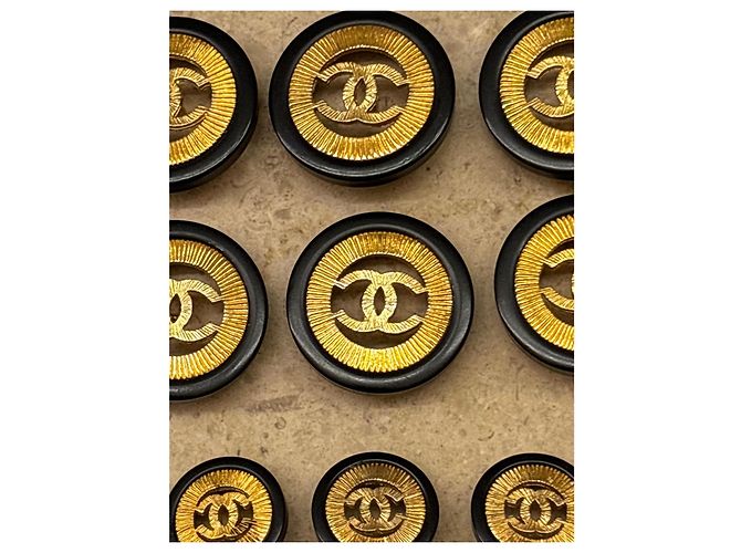 Set di 12 loghi CC Chanel vintage in oro e nero D'oro - vista 10