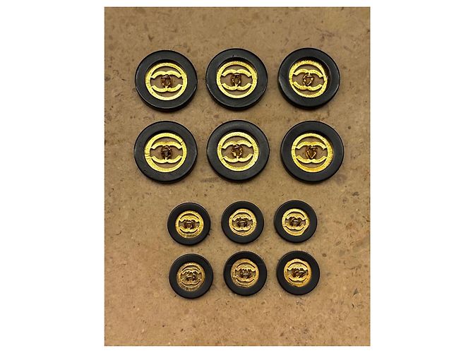 Set di 12 loghi CC Chanel vintage in oro e nero D'oro - vista 11