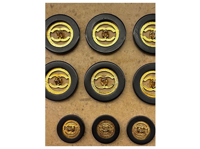 Set di 12 loghi CC Chanel vintage in oro e nero D'oro - vista 13