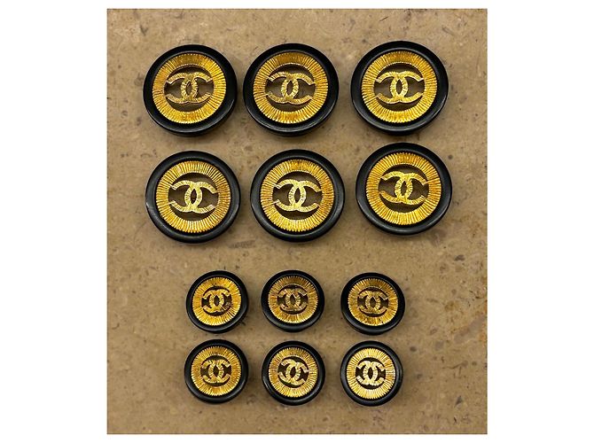 Set di 12 loghi CC Chanel vintage in oro e nero D'oro - vista 2