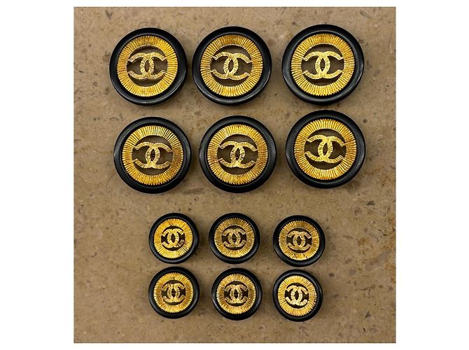 Set di 12 loghi CC Chanel vintage in oro e nero D'oro - vista 3