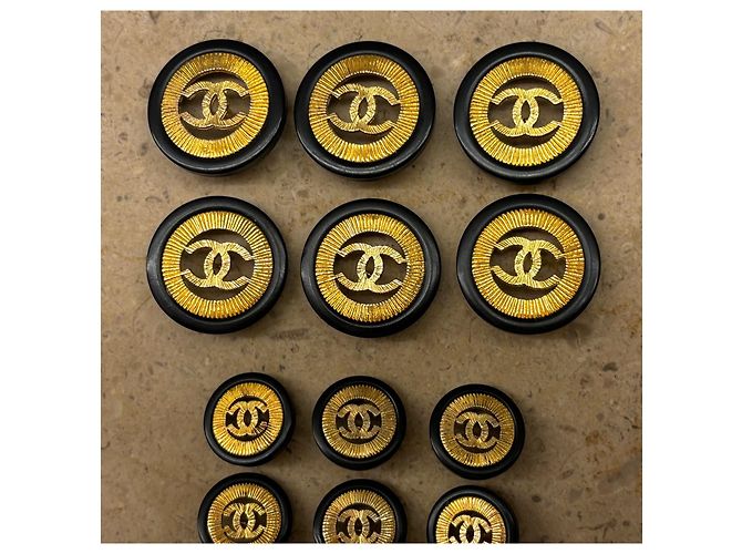 Set di 12 loghi CC Chanel vintage in oro e nero D'oro - vista 4